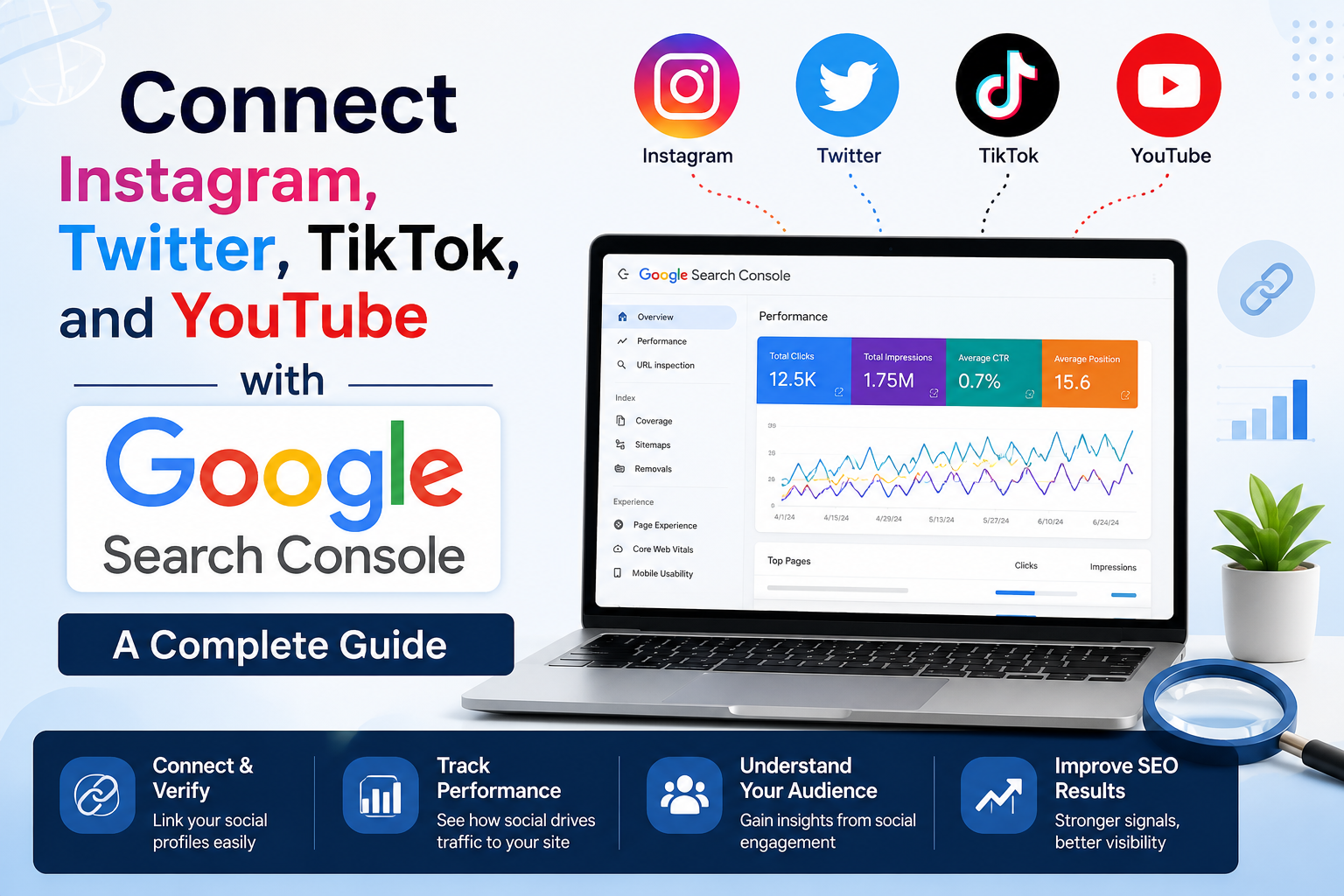 Connect Instagram, Twitter, TikTok, and YouTube with Google Search Console